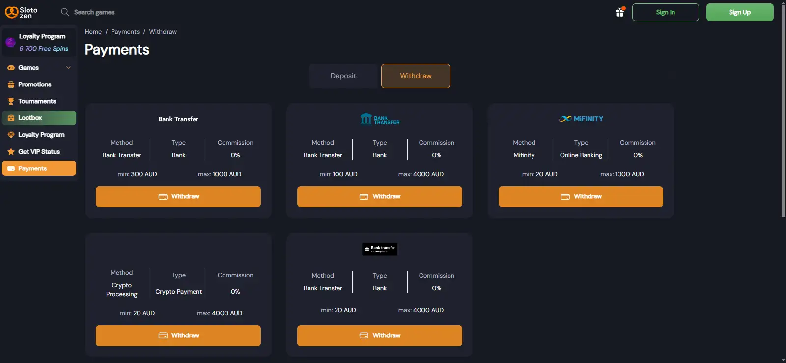 Slotozen Withdrawals Australia – Times, Limits and Methods