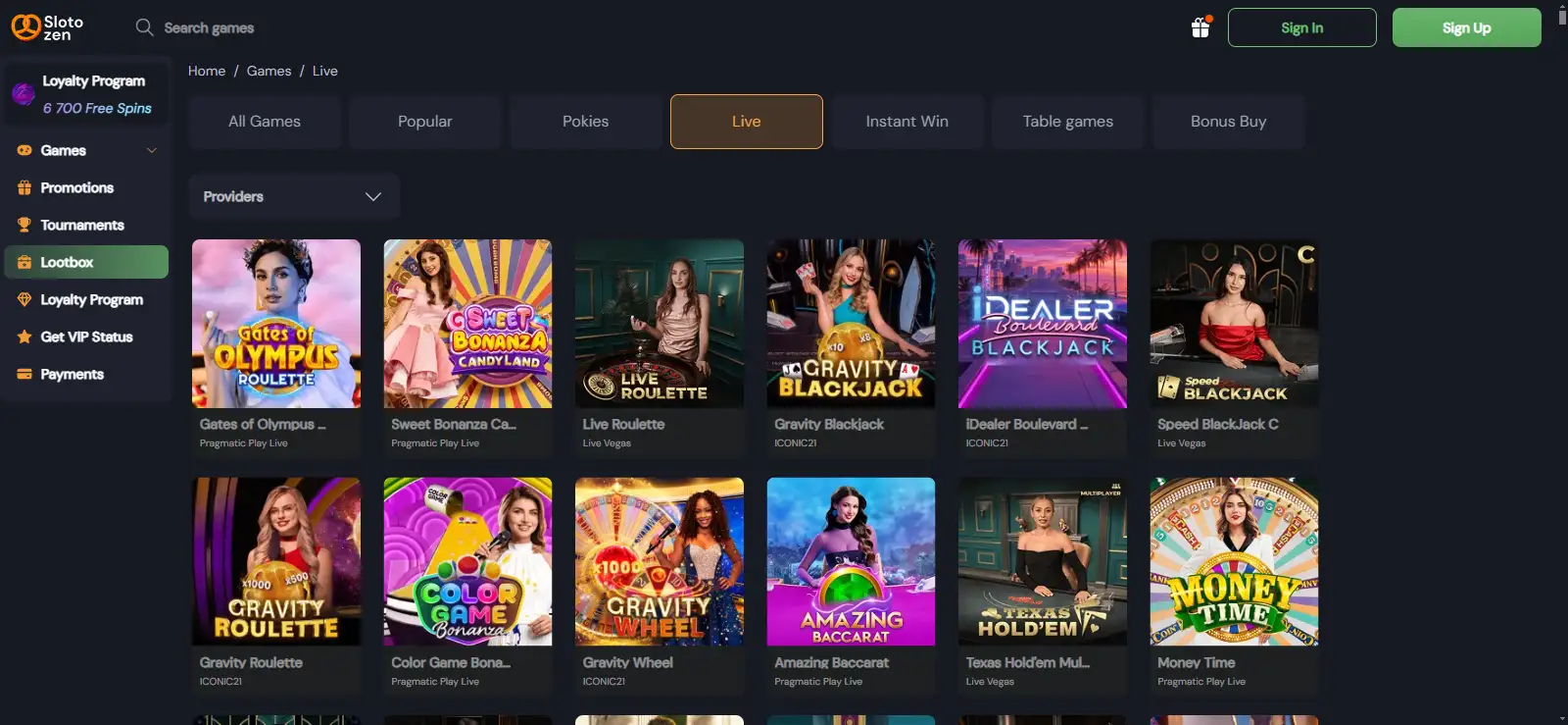 Slotozen Live Casino Australia – Tables and Dealer Games